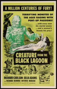 3s265 CREATURE FROM THE BLACK LAGOON Benton REPRO WC '90s monster attacking sexy Julie Adams!