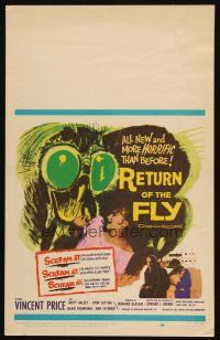 3s106 RETURN OF THE FLY WC '59 Vincent Price, cool insect monster art, more horrific than before!