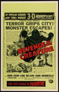 3s277 REVENGE OF THE CREATURE Benton REPRO WC '90s different newspaper style art of the monster!