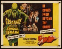 3t075 CREATURE WITH THE ATOM BRAIN 1/2sh '55 cool sci-fi art of dead man stalking his prey!