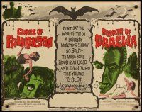 3t077 CURSE OF FRANKENSTEIN/HORROR OF DRACULA 1/2sh '64 greatest double creature feature!