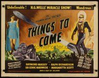 3t129 THINGS TO COME 1/2sh R47 William Cameron Menzies, H.G. Wells, cool sci-fi artwork!