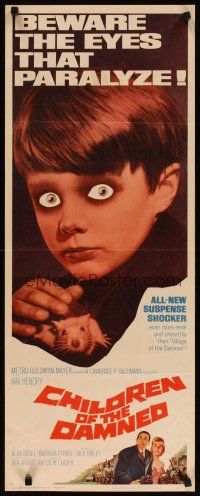 3t024 CHILDREN OF THE DAMNED insert '64 beware the creepy kid's eyes that paralyze!