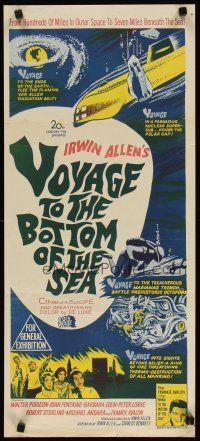 3w041 VOYAGE TO THE BOTTOM OF THE SEA Aust daybill '61 fantasy sci-fi art of scuba divers!