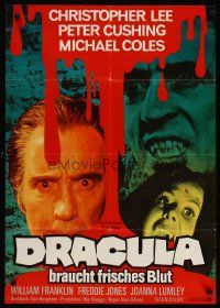 3w062 SATANIC RITES OF DRACULA German '74 great image of vampire Christopher Lee!