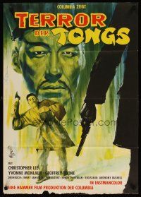 3w064 TERROR OF THE TONGS German '61 Braun art of Asian villain Chris Lee, drug-crazed assassins!