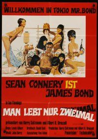 3w065 YOU ONLY LIVE TWICE German R80s art of Sean Connery as James Bond by Robert McGinnis!