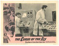 3w243 CURSE OF THE FLY LC #1 '65 Burt Kwouk and George Baker in lab, English sci-fi monster sequel