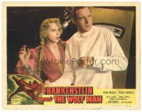 3w259 FRANKENSTEIN MEETS THE WOLF MAN LC #2 R49 c/u of scared Patric Knowles & sexy Ilona Massey!