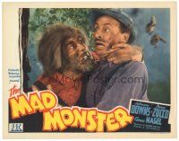 3w282 MAD MONSTER LC '42 wacky close up of hideous beast Glenn Strange attacking man!