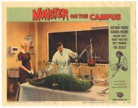 3w290 MONSTER ON THE CAMPUS LC #3 '58 Arthur Franz & Joanna Moore in lab with giant dead fish!