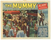 3w292 MUMMY LC #8 '59 Terence Fisher Hammer horror, cool image of Egyptians carrying sarcophagus!