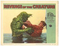 3w304 REVENGE OF THE CREATURE LC #7 '55 c/u of John Bromfield in water attacked by the monster!