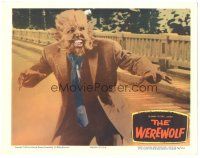 3w328 WEREWOLF LC '56 best close up of Steven Ritch as the wolf-man snarling on street!