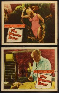 3w184 WOMAN EATER 2 LCs '59 includes best special effects scene of girl attacked from the 1sheet!