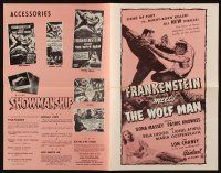 3w349 FRANKENSTEIN MEETS THE WOLF MAN pressbook R50s Bela Lugosi, Ilona Massey & Lon Chaney Jr.!