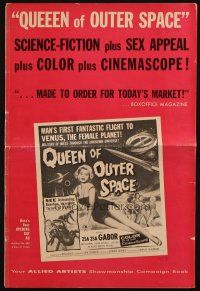 3w368 QUEEN OF OUTER SPACE pressbook '58 artwork of sexy full-length Zsa Zsa Gabor on Venus!