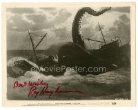 3w414 IT CAME FROM BENEATH THE SEA signed 8x10.25 still '55 by Ray Harryhausen, tentacles on ship!
