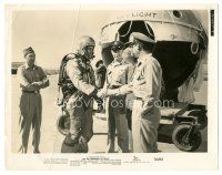 3w423 ON THE THRESHOLD OF SPACE 8x10.25 still '56 astronaut Dean Jagger shakes hands w/ officer!
