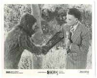 3w429 SCHLOCK 8x10 still '73 John Landis horror comedy, wacky c/u of newscaster with ape man!
