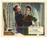 3w388 BRIDES OF DRACULA color English FOH LC '60 c/u of vampire David Peel attacking sexy Monlaur!