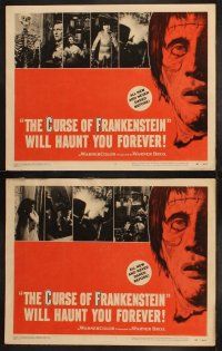3w107 CURSE OF FRANKENSTEIN 8 LCs '57 Peter Cushing, Christopher Lee, cool monster artwork!