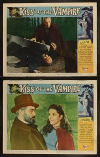 3w118 KISS OF THE VAMPIRE 8 LCs '63 Hammer horror, summoned from the caves of Hell!