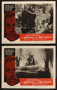 3w142 MASQUE OF THE RED DEATH 7 LCs '64 Vincent Price, Edgar Allan Poe, Roger Corman horror!