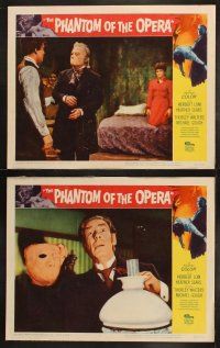 3w125 PHANTOM OF THE OPERA 8 LCs '62 Hammer horror, Herbert Lom as Gaston Leroux's disfigured man!