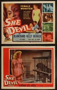 3w131 SHE DEVIL 8 LCs '57 sexy inhuman female monster who destroyed everything she touched!