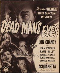 3w347 DEAD MAN'S EYES pressbook '44 Lon Chaney Jr. in an Inner Sanctum Mystery, Universal horror!