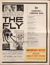 3w348 FLY pressbook '58 $100 to the first person who proves this movie can't really happen!