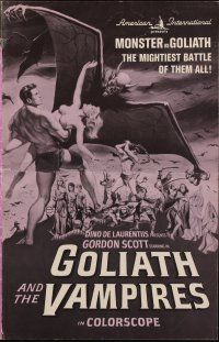 3w351 GOLIATH & THE VAMPIRES pressbook '64 Gordon Scott saves kidnapped women from an evil zombie!