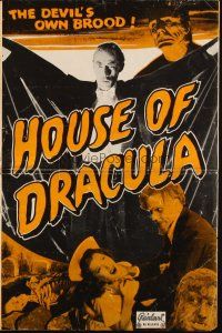 3w353 HOUSE OF DRACULA pressbook R50 monsters Lon Chaney Jr, John Carradine & Glenn Strange!
