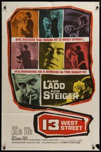 3x005 13 WEST STREET 1sh '62 Alan Ladd, Rod Steiger, as shocking as a scream in the night!