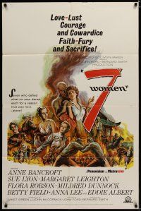 3x012 7 WOMEN 1sh '66 directed by John Ford, Anne Bancroft, Sue Lyon, art of top stars!