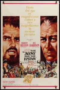 3x023 AGONY & THE ECSTASY 1sh '65 Terpning art of Charlton Heston & Rex Harrison!
