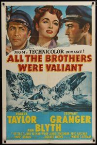 3x026 ALL THE BROTHERS WERE VALIANT 1sh '53 Robert Taylor, Stewart Granger, whaling artwork!