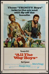 3x027 ALL THE WAY BOYS 1sh '73 cool artwork of Terence Hill & Bud Spencer, the Trinity boys!