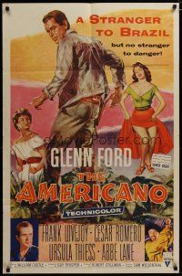 3x035 AMERICANO 1sh '55 Glenn Ford is a stranger to Brazil but no stranger to danger!
