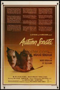 3x051 AUTUMN SONATA 1sh '78 Ingmar Bergman directs & Ingrid Bergman stars!