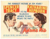 3y086 ADAM'S RIB TC '49 husband & wife Spencer Tracy & Katharine Hepburn are lawyers!