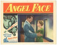 3y284 ANGEL FACE LC #1 '53 Robert Mitchum & pretty Mona Freeman, Otto Preminger, Howard Hughes