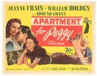 3y098 APARTMENT FOR PEGGY TC '48 full-length art of sexy Jeanne Crain, William Holdenm, Gwenn