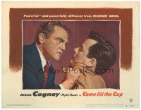 3y372 COME FILL THE CUP LC #2 '51 close up of wild-eyed alcoholic James Cagney grabbing Gig Young!