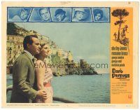 3y396 DARK PURPOSE LC #1 '64 romantic c/u of Shirley Jones & Rossano Brazzi by the ocean!