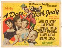 3y123 DATE WITH JUDY TC '48 Wallace Beery, young Elizabeth Taylor, Jane Powell, Robert Stack!