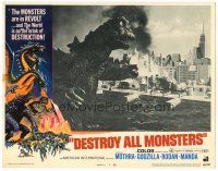 3y408 DESTROY ALL MONSTERS LC #3 '69 Ishiro Honda's Kaiju Soshingeki, Godzilla approaching city!
