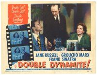 3y418 DOUBLE DYNAMITE LC #2 '52 3-shot of Groucho Marx, Jane Russell & Frank Sinatra!