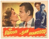 3y456 FALCON IN SAN FRANCISCO LC '45 romantic close up of detective Tom Conway & Rita Corday!
